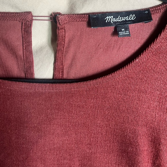 Madewell // Corduroy Puff-Sleeve Mini Dress in Faded Rust - Picture 8 of 9